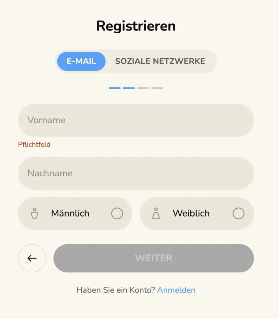 FatFruit Registrierung Schritt 2