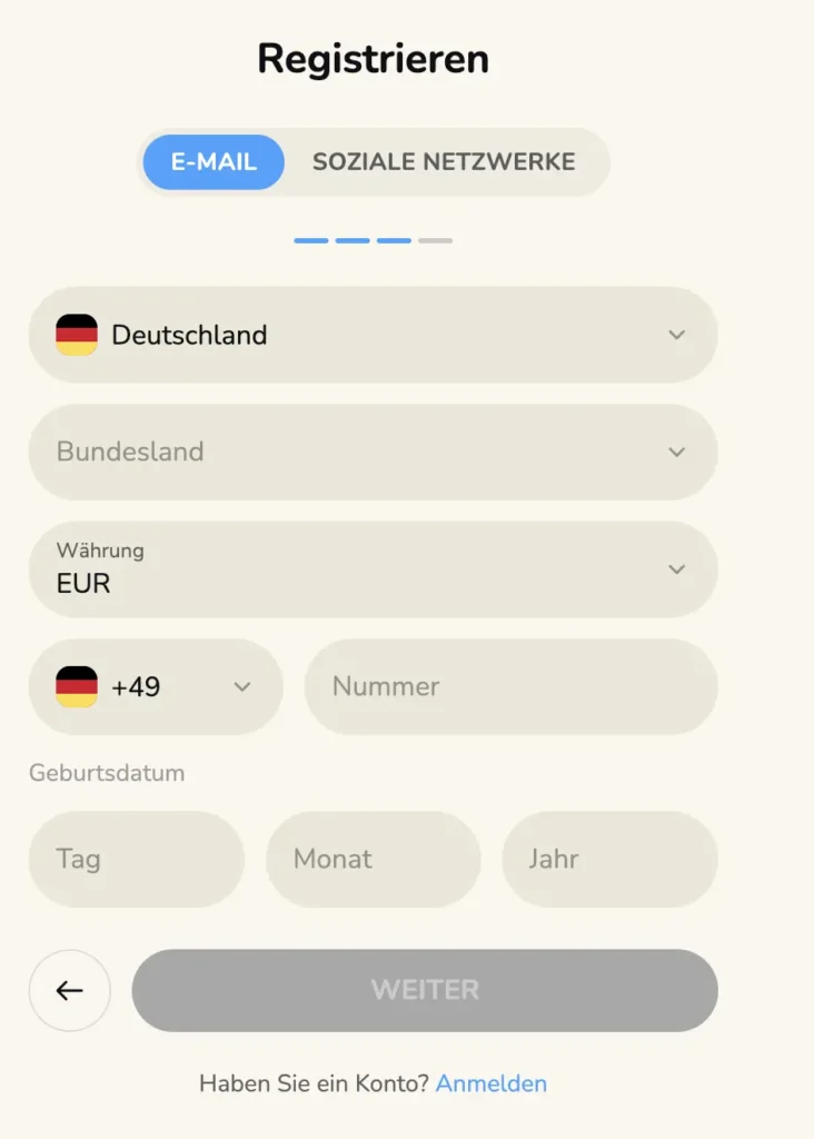 FatFruit Registrierung Schritt 3